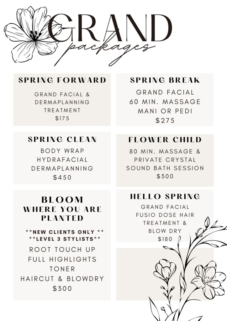 Spring Spa and Hair Salon Specials at The Grand Beauty Spa